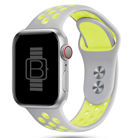 Silicone Nike Style Sport Band (For Apple Watch) Grey & Yellow