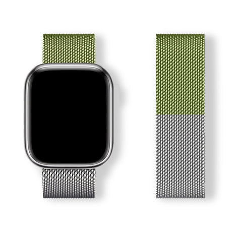 Magnetic Milanese Loop Band (For Apple Watch) Lime Green/Silver