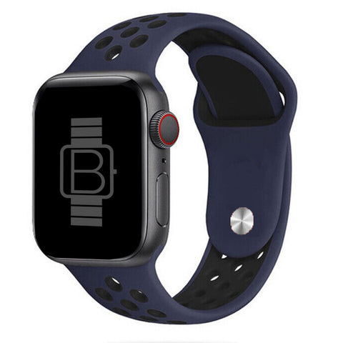 Silicone Nike Style Sport Band (For Apple Watch) Navy & Black