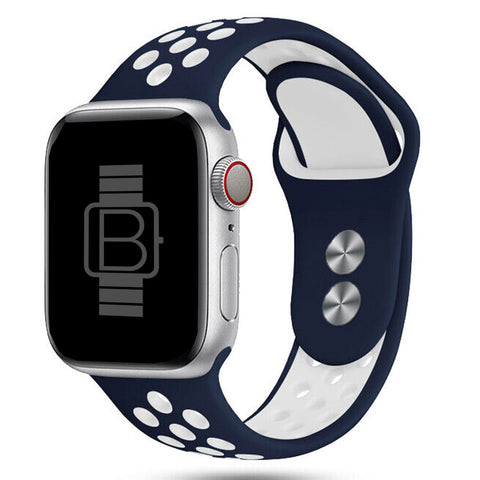 Silicone Nike Style Sport Band (For Apple Watch) Navy & White