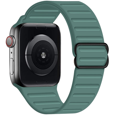 Trax Elastic Solo Loop Band (Silicone For Apple Watch) Pine Green