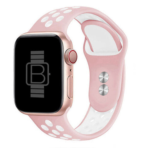 Silicone Nike Style Sport Band (For Apple Watch) Pink & White