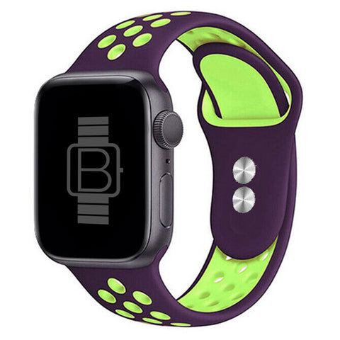 Silicone Nike Style Sport Band (For Apple Watch) Purple & Green