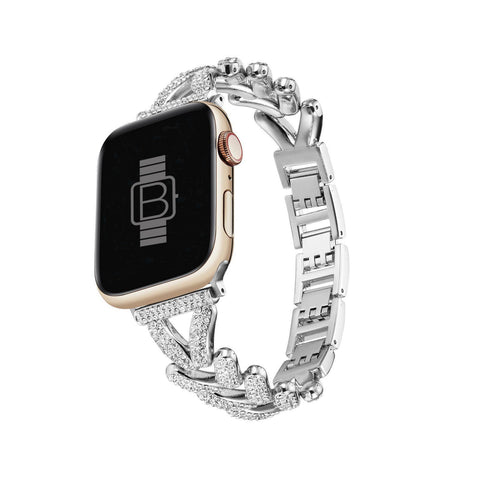 Stainless Steel Diamond V-shaped Band (For Apple Watch) Silver