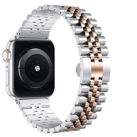 Jubilee Stainless Steel Band (For Apple Watch) Silver & Rose Gold