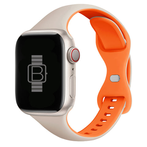 Slim Silicone Sport Band (For Apple Watch) Starlight & Orange