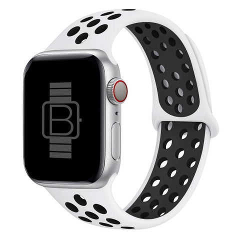 Silicone Nike Style Sport Band (For Apple Watch) White & Black
