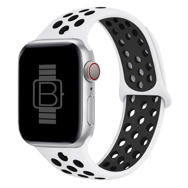 Black apple watch with white band hotsell