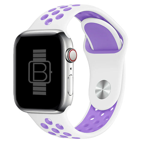 Silicone Nike Style Sport Band (For Apple Watch) White & Lilac