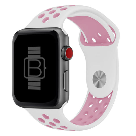 Silicone Nike Style Sport Band (For Apple Watch) White & Pink