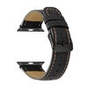 Genuine Leather Band Holy Cow Range (For Apple Watch) Black With Tan Stitching