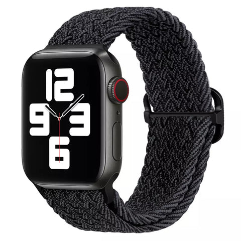 Braided Solo Loop Band (High Quality Nylon For Apple Watch) Black/Grey