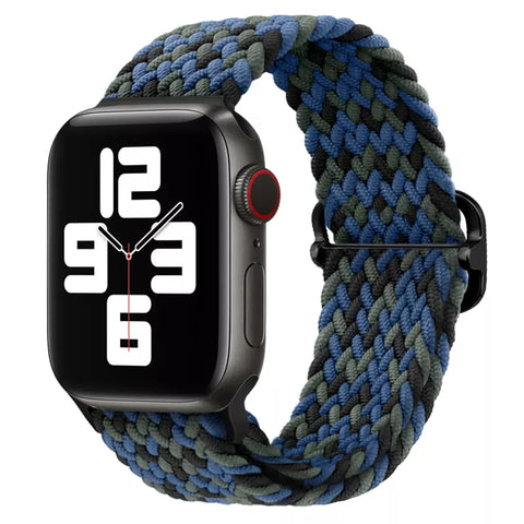Braided Solo Loop Band (High Quality Nylon For Apple Watch) Blue Camouflage