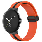Magnetic Folding Buckle Silicone Band (For Google Pixel Watch) Orange & Black