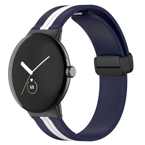 Magnetic Folding Buckle Silicone Band (For Google Pixel Watch) Navy & White