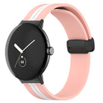 Magnetic Folding Buckle Silicone Band (For Google Pixel Watch) Pink & White