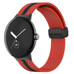 Magnetic Folding Buckle Silicone Band (For Google Pixel Watch) Red & Black