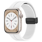 Magnetic Folding Buckle Silicone Band (For Apple Watch) White