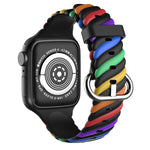 Twister Style Silicone Band (For Apple Watch) Black Rainbow