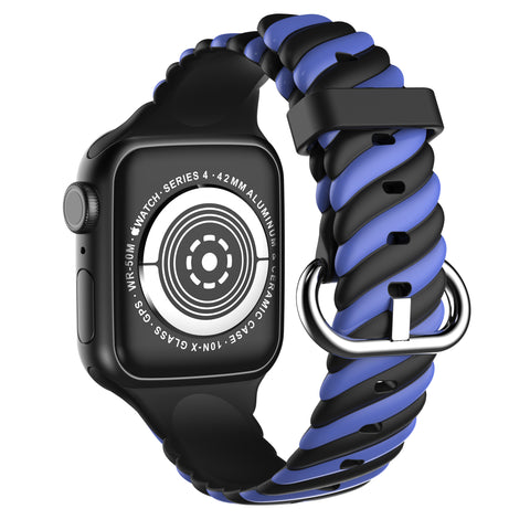 Twister Style Silicone Band (For Apple Watch) Blue & Black