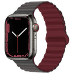 Magnetic Silicone Sport Band (For Apple Watch) Grey & Maroon