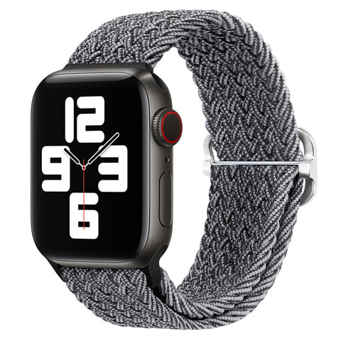 Braided Solo Loop Band (High Quality Nylon For Apple Watch) Grey/White