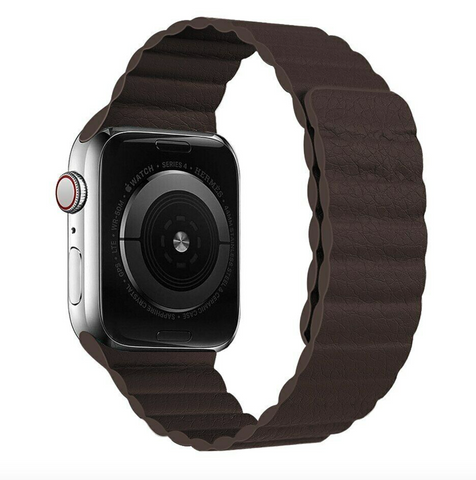 Leather Magnetic Strap (For Apple Watch) Dark Brown