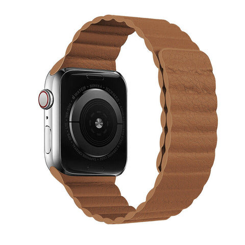 Leather Magnetic Strap (For Apple Watch) Light Brown