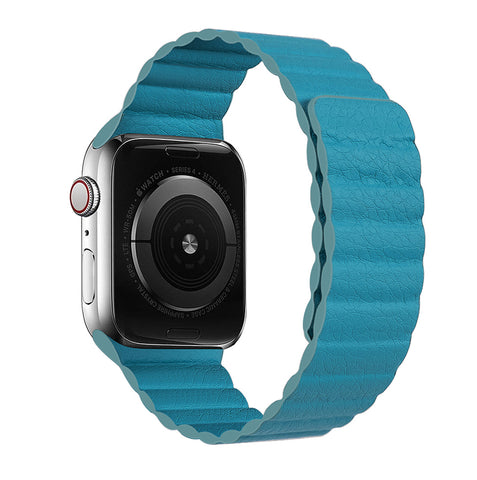 Leather Magnetic Strap (For Apple Watch) Sky Blue