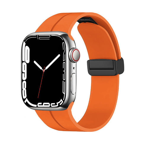 Magnetic Folding Buckle Silicone Band (For Apple Watch) Orange