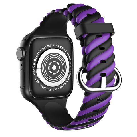 Twister Style Silicone Band (For Apple Watch) Purple & Black