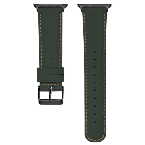 Genuine Leather Band Holy Cow Range (For Apple Watch) Racing Green With Tan Stitching