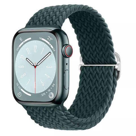 Braided Solo Loop Band (High Quality Nylon For Apple Watch) Rainforest Green