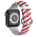 Twister Style Silicone Band (For Apple Watch) Red & White