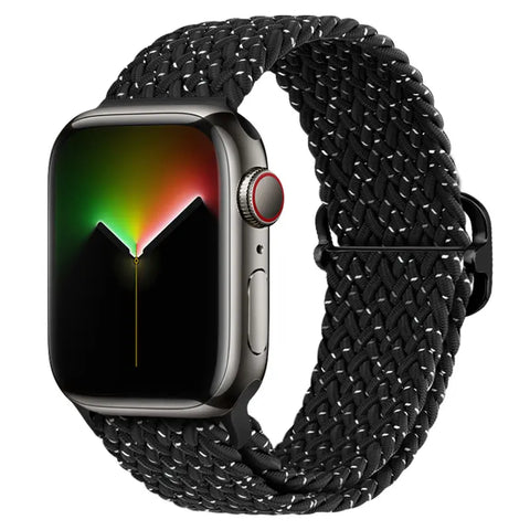 Braided Solo Loop Band (High Quality Nylon For Apple Watch) Black Starlight