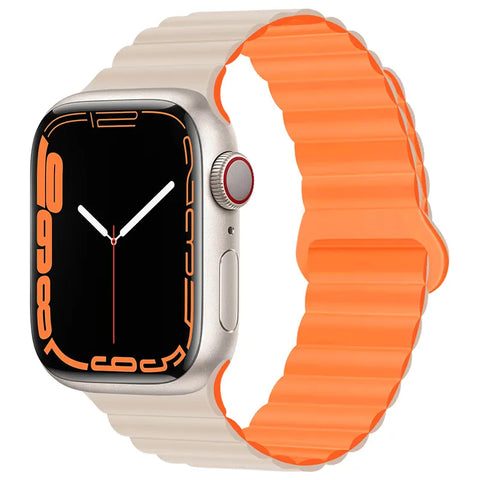 Magnetic Silicone Sport Band (For Apple Watch) Stone & Orange