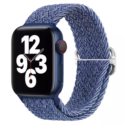 Braided Solo Loop Band (High Quality Nylon For Apple Watch) Blue/White