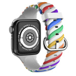 Twister Style Silicone Band (For Apple Watch) White Rainbow