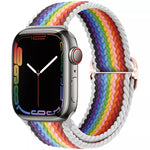 Braided Solo Loop Band (High Quality Nylon For Apple Watch) White Rainbow