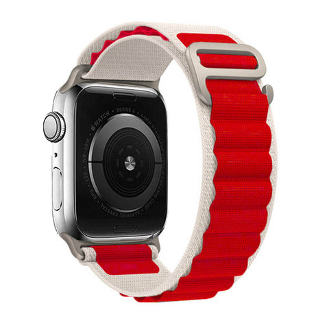 Alpine Loop Band (High Quality For Apple Watch) White & Red